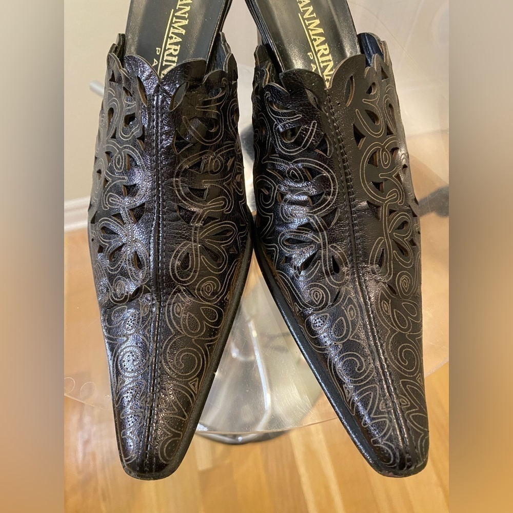 San  Marina Paris/Leather Mules/intricate filigree design/gold design 🤎 - Picture 2 of 14